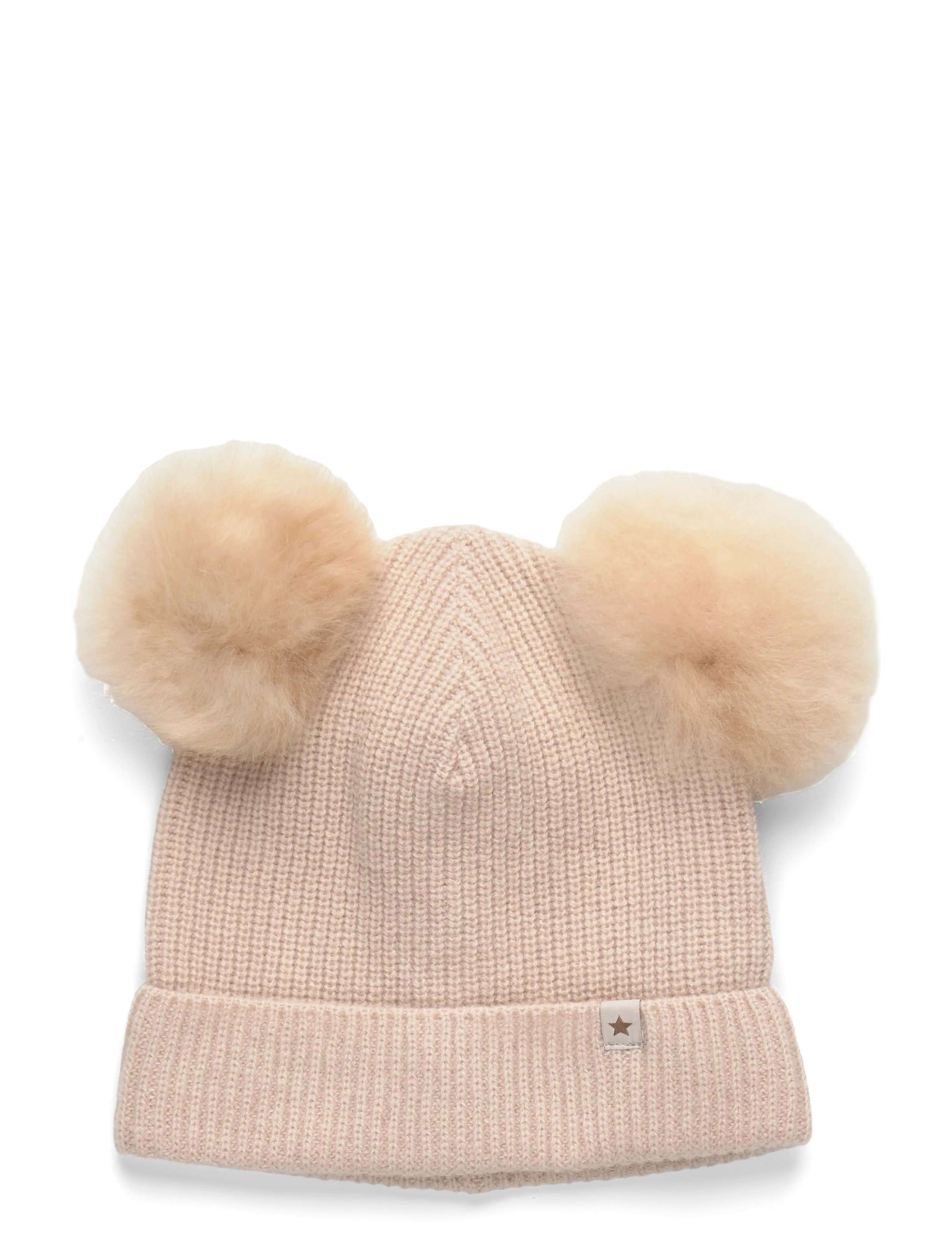 Huttelihut Hat Knit Alpaca Pompoms - Inspiration - SAND MELANGE / pink/rose