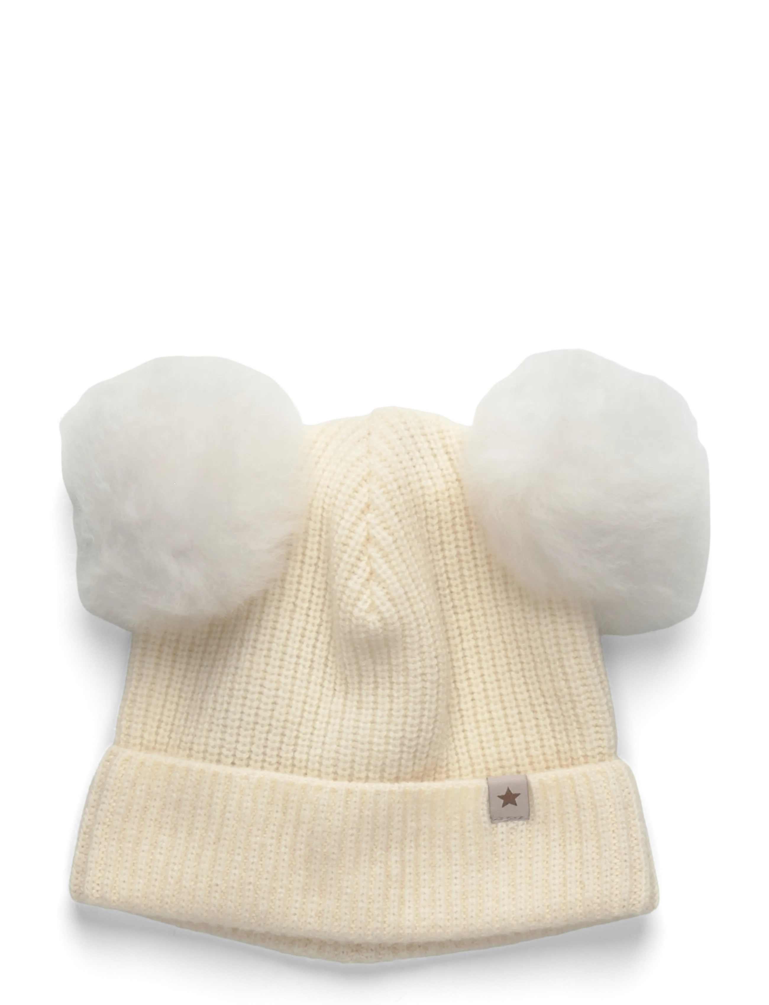 Hat Knit Alpaca Pompoms - TOFU