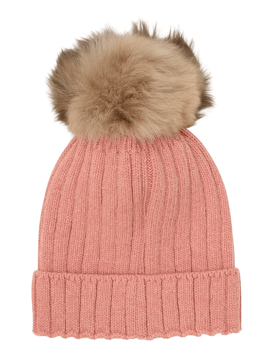 Huttelihut - Hat Knit Alpaca Pompom - beanies - burlwood - 1