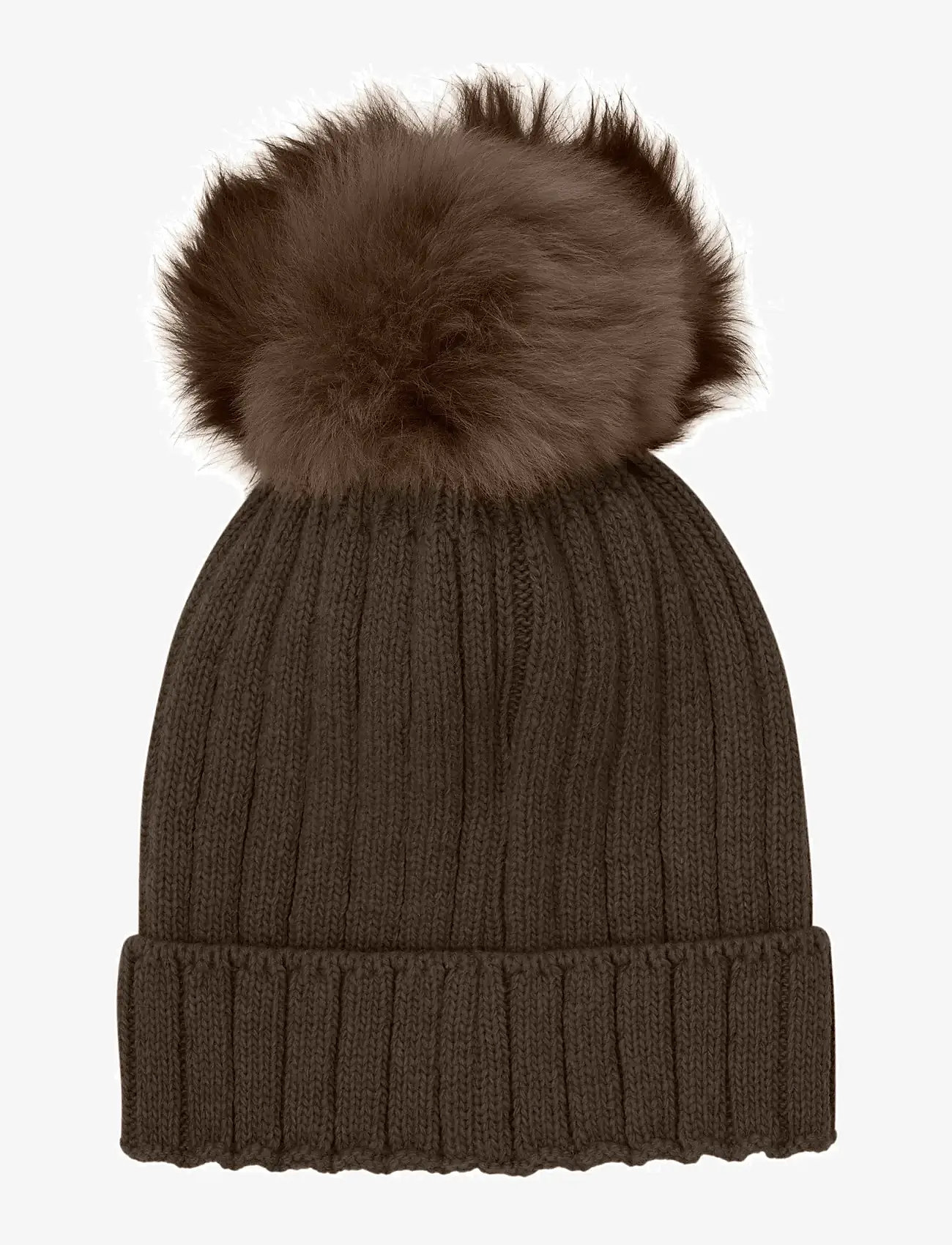 Huttelihut - Hat Knit Alpaca Pompom - laveste priser - dark brown melange - 2