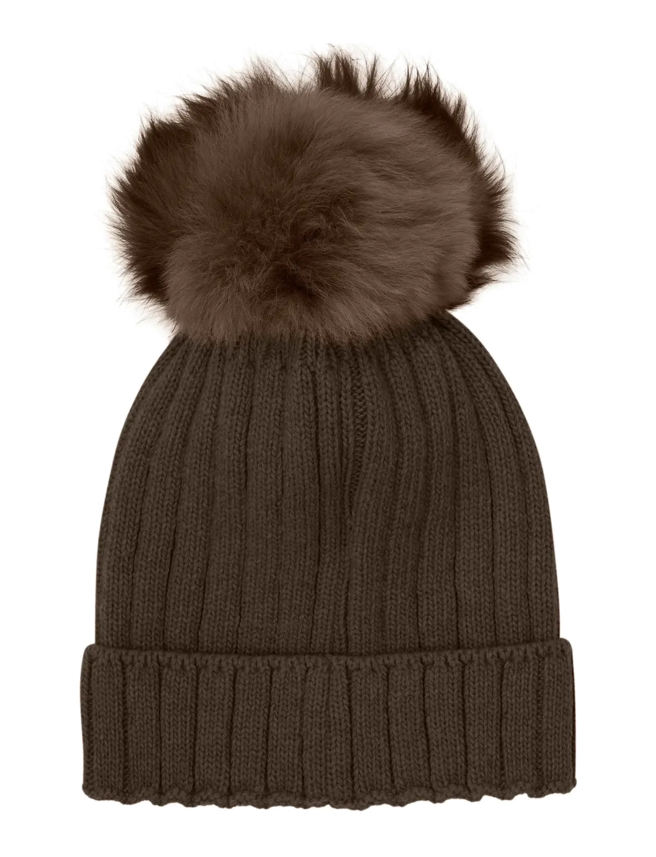 Huttelihut - Hat Knit Alpaca Pompom - mützen & handschuhe - dark brown melange - 2