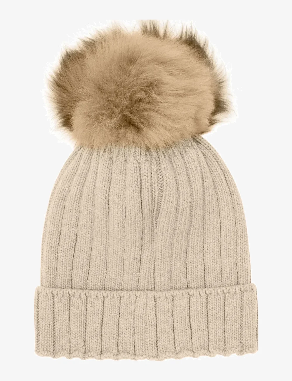 Huttelihut - Hat Knit Alpaca Pompom - beanies - sand melange - 2