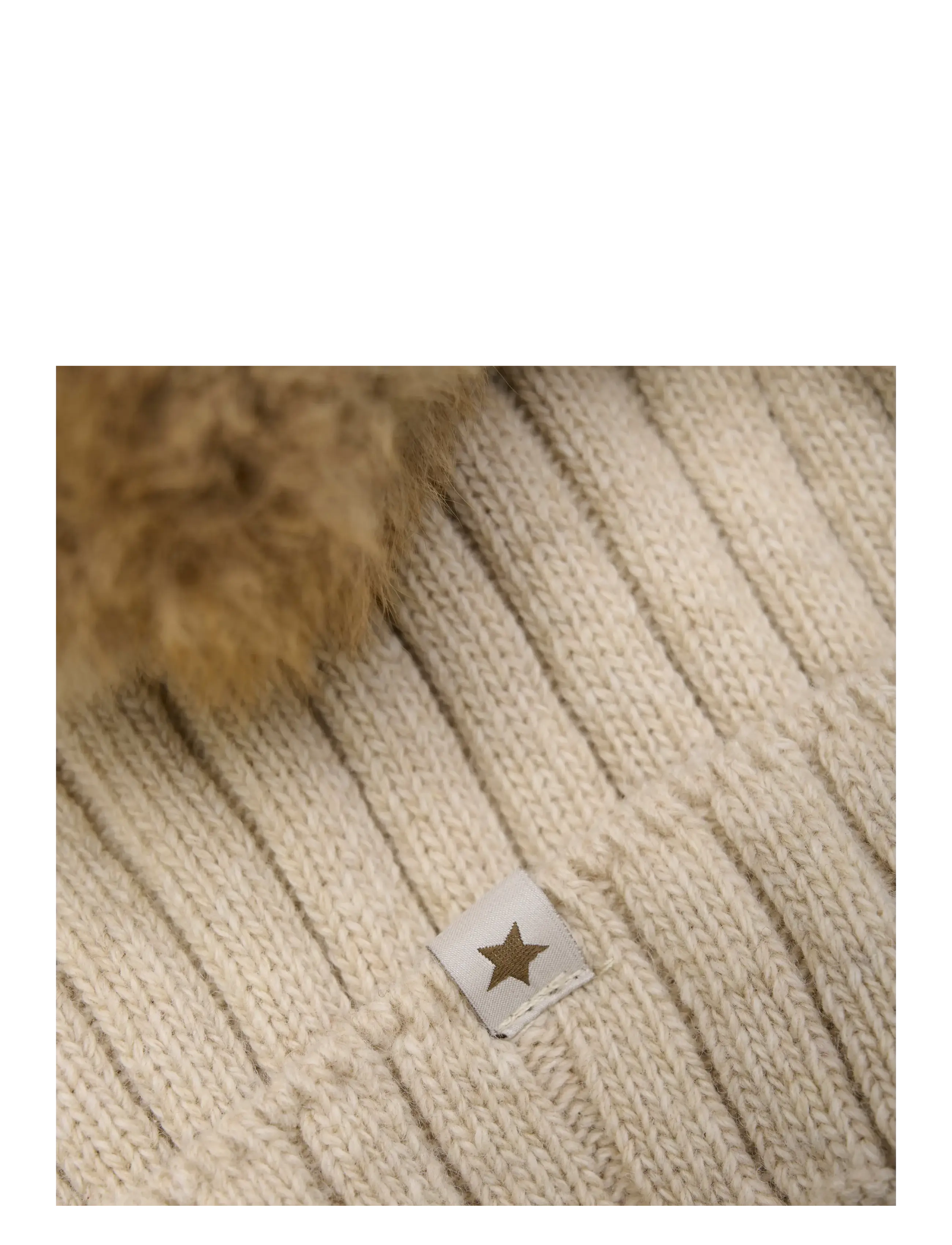 Huttelihut - Hat Knit Alpaca Pompom - mössor & vantar - sand melange - 3