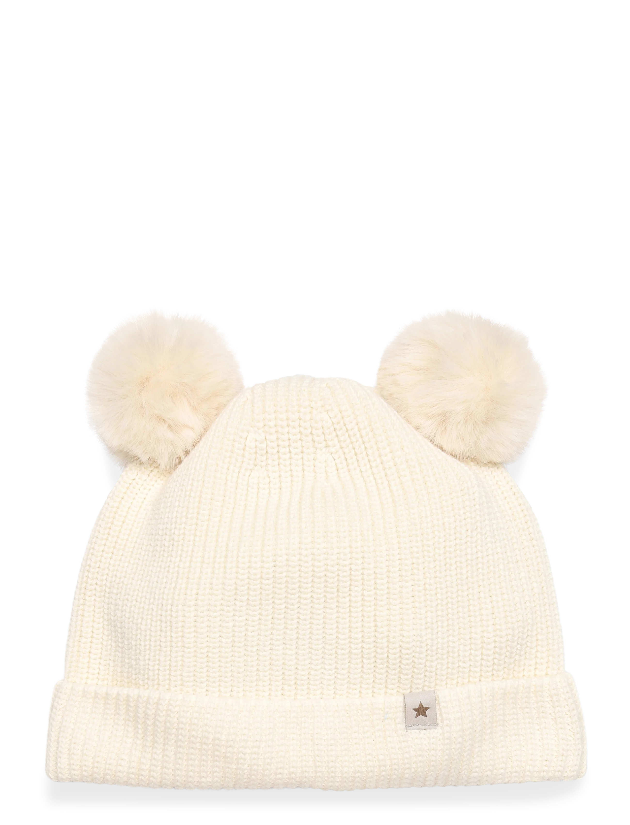 Huttelihut Hat Knit w. Pompoms - Hats - ANTIQUE WHITE / cream