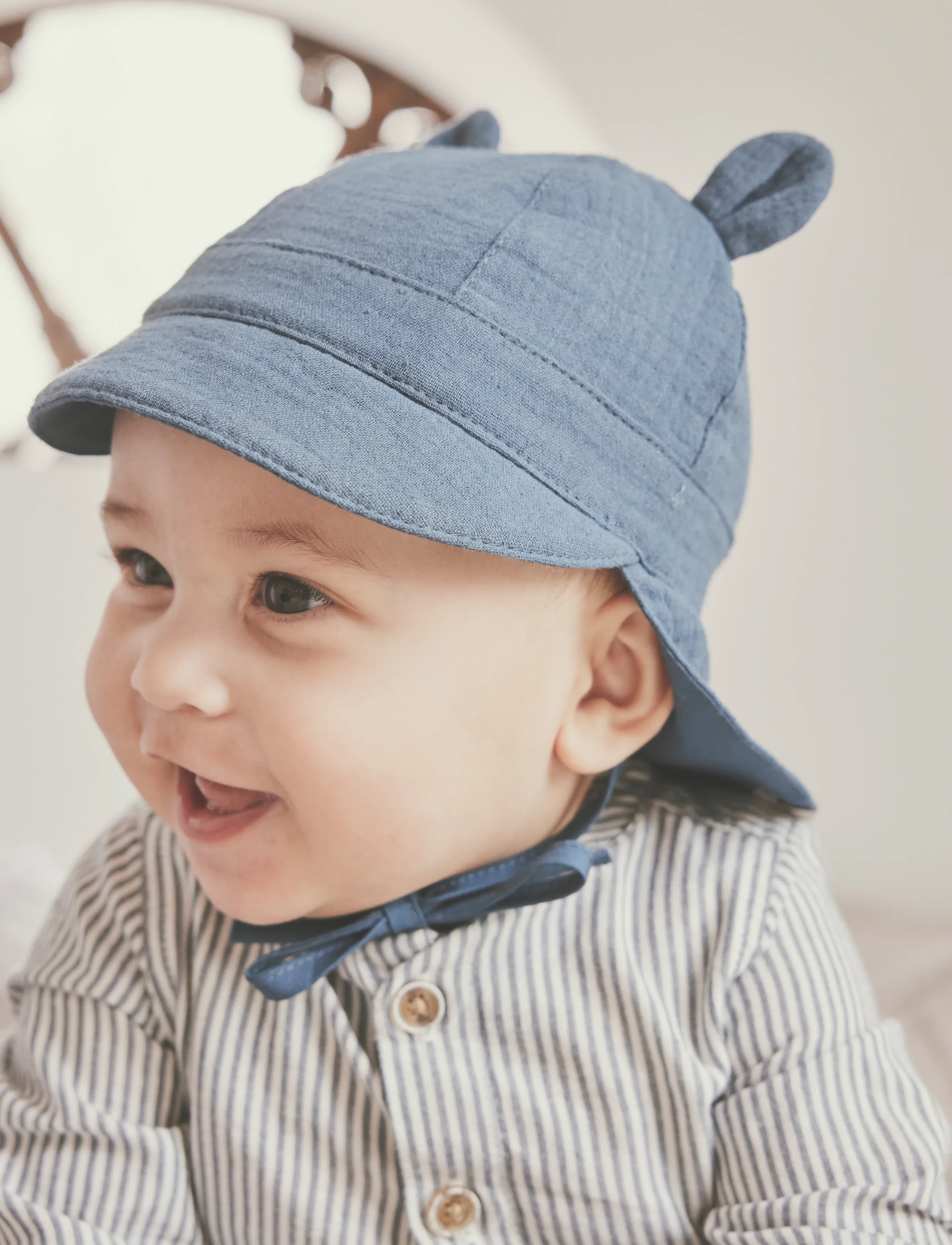 Huttelihut Summer Hat Ears Muslin, 50 /24M, Accessories, Blau - Sun Hats, Kinder