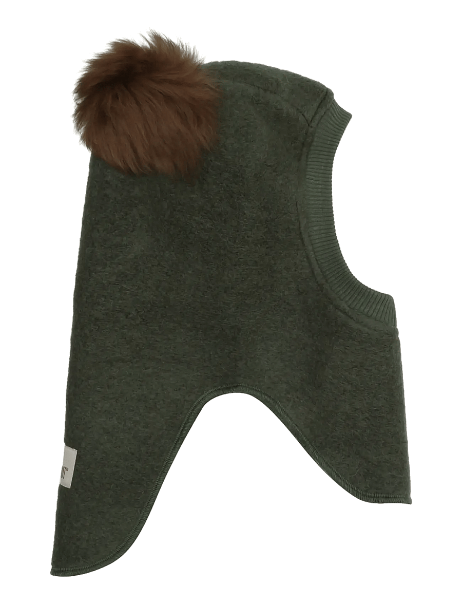 Huttelihut - Balaclava Wool Alpaca Pompoms - vinteraccessoarer - beetle - 0