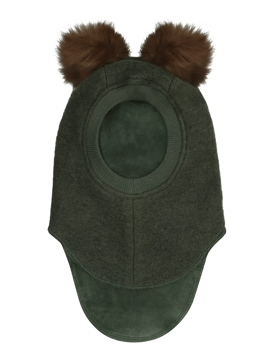 Huttelihut - Balaclava Wool Alpaca Pompoms - vinteraccessoarer - beetle - 1