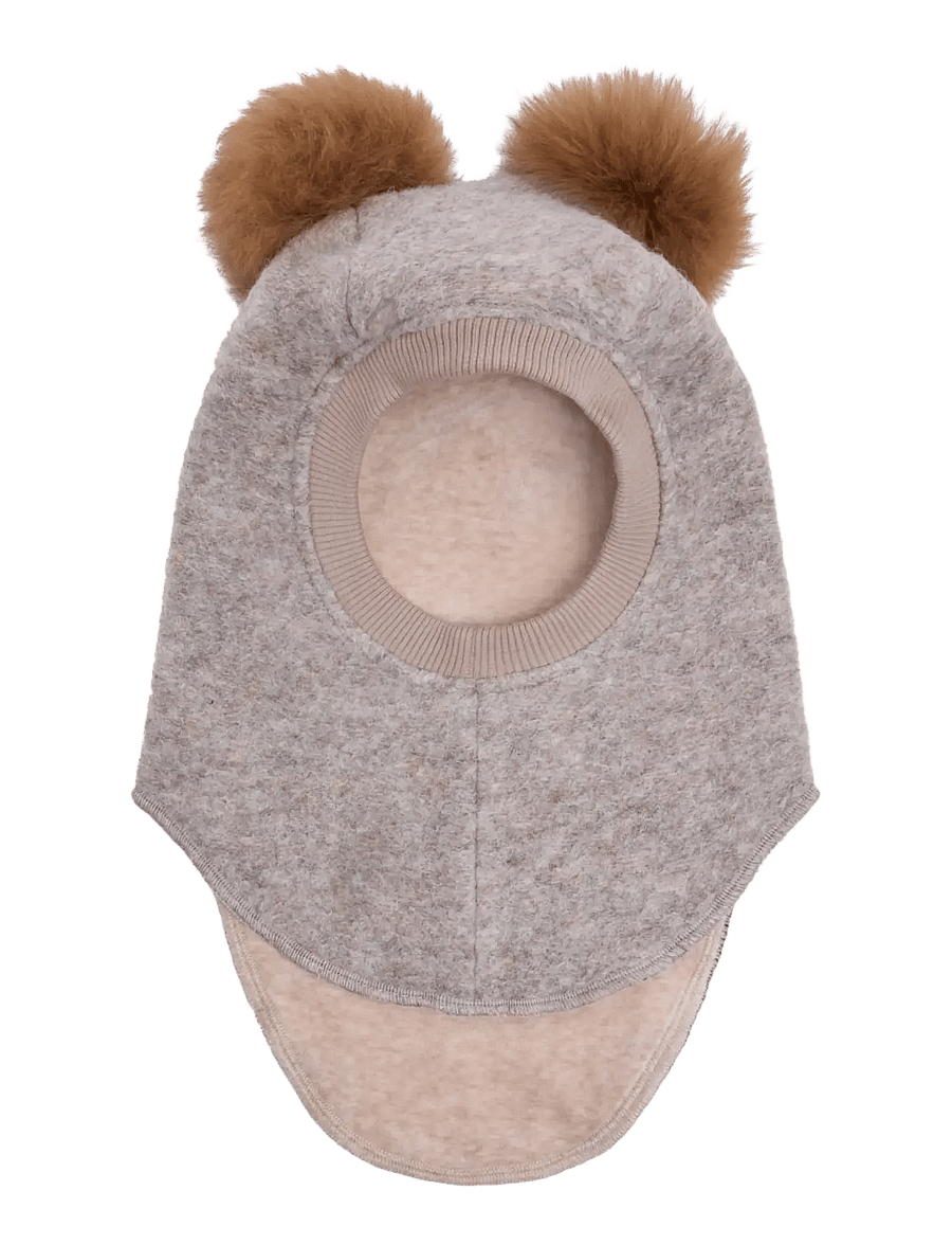 Huttelihut - Balaclava Wool Alpaca Pompoms - vinteraccessoarer - camel melange - 1