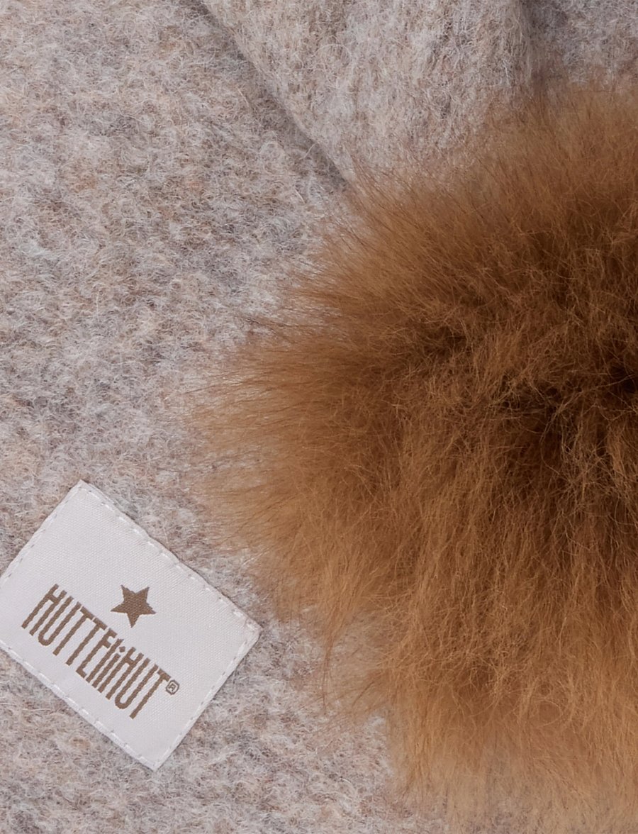 Huttelihut - Balaclava Wool Alpaca Pompoms - vinteraccessoarer - camel melange - 2
