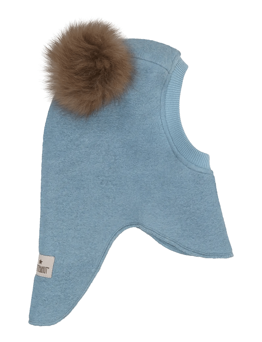 Huttelihut - Balaclava Wool Alpaca Pompoms - vinteraccessoarer - windward blue - 1