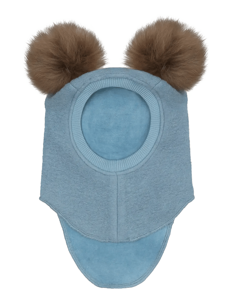 Huttelihut - Balaclava Wool Alpaca Pompoms - vinteraccessoarer - windward blue - 2