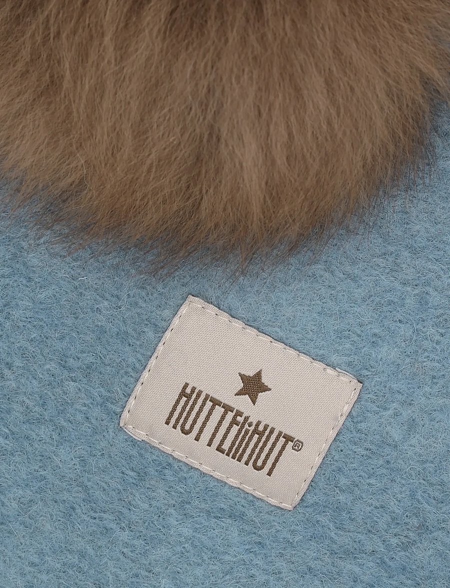 Huttelihut - Balaclava Wool Alpaca Pompoms - vinteraccessoarer - windward blue - 3