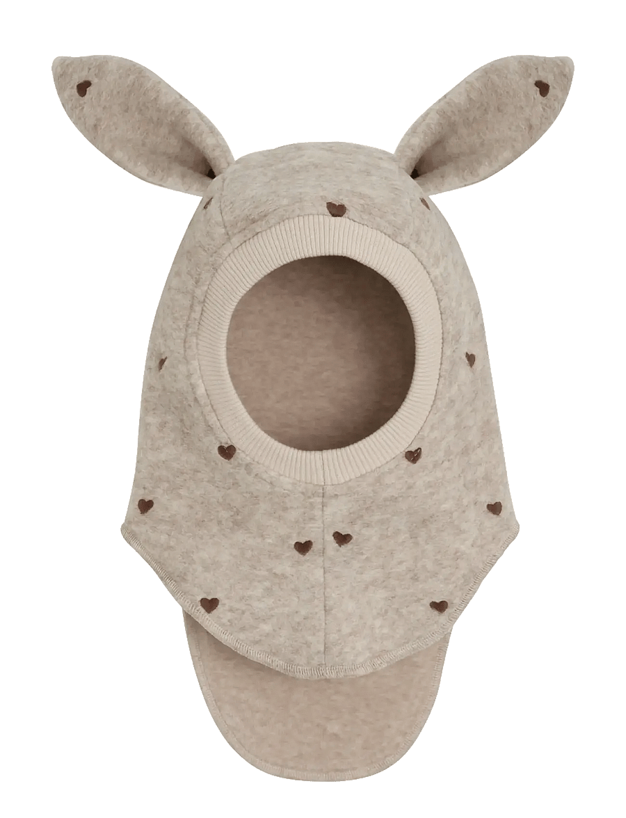 Huttelihut - Balaclava Ears Emb. Wool - talvised aksessuaarid - sand melange - 0