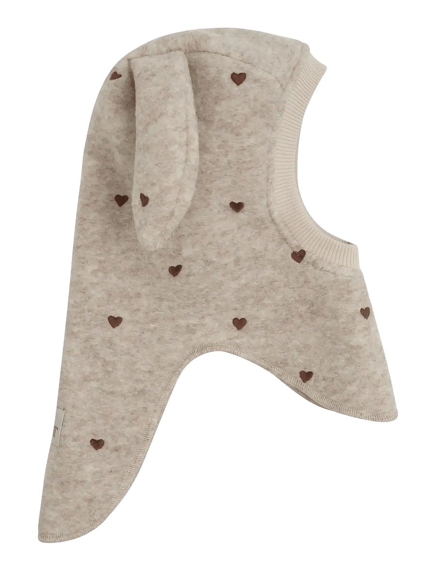 Huttelihut - Balaclava Ears Emb. Wool - talvised aksessuaarid - sand melange - 1