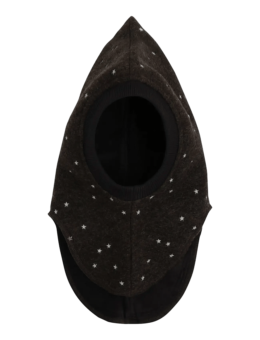 Huttelihut - Balaclava Emb. Wool - vinteraccessoarer - dark brown melange - 1
