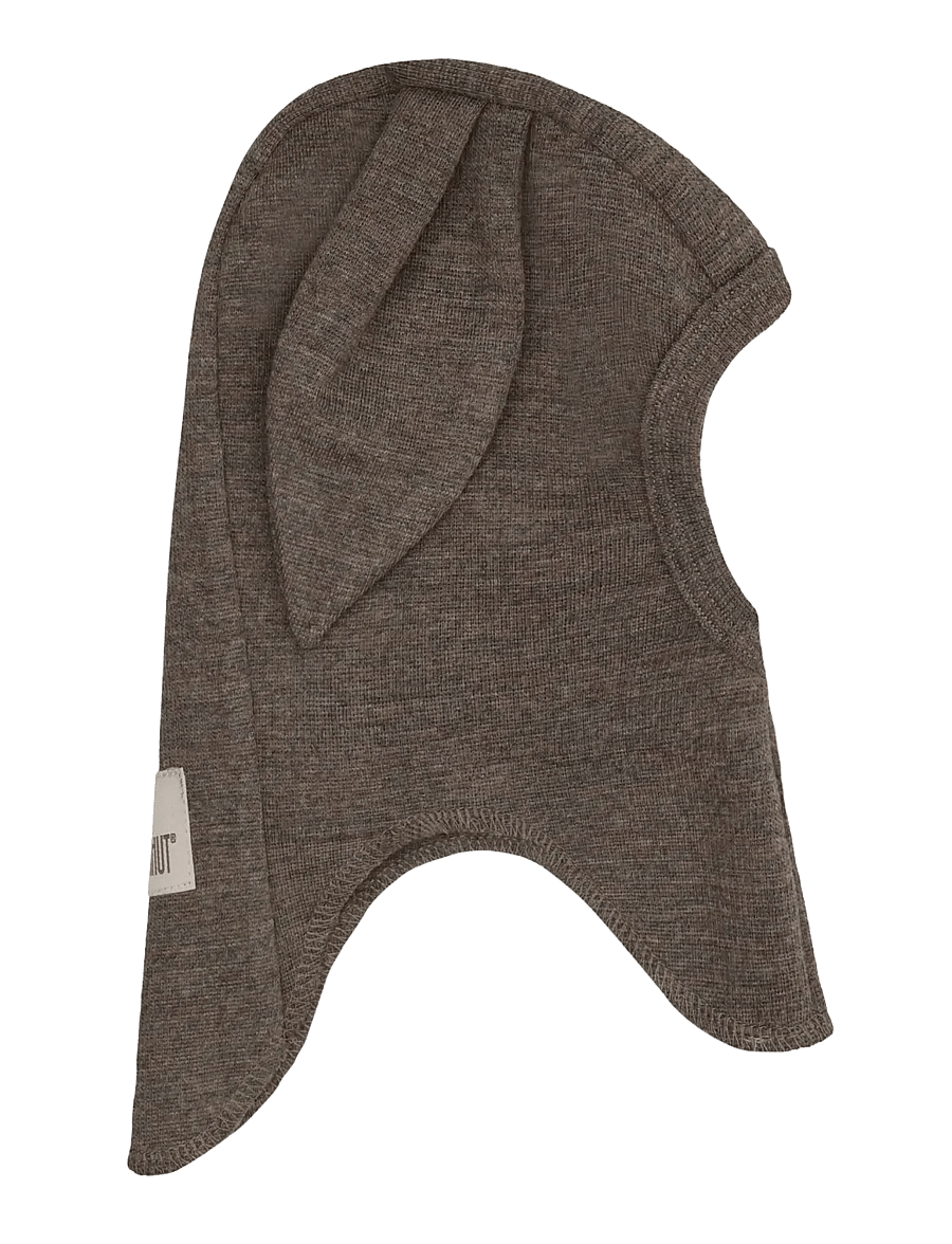 Huttelihut - Balaclava Ears Wool Rib - hats & caps - brown melange - 0