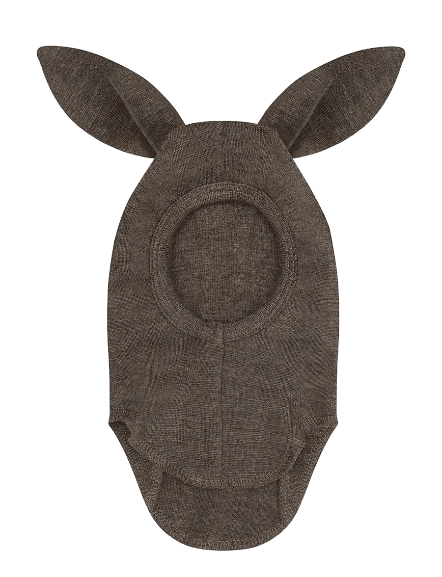 Huttelihut - Balaclava Ears Wool Rib - hats & caps - brown melange - 1