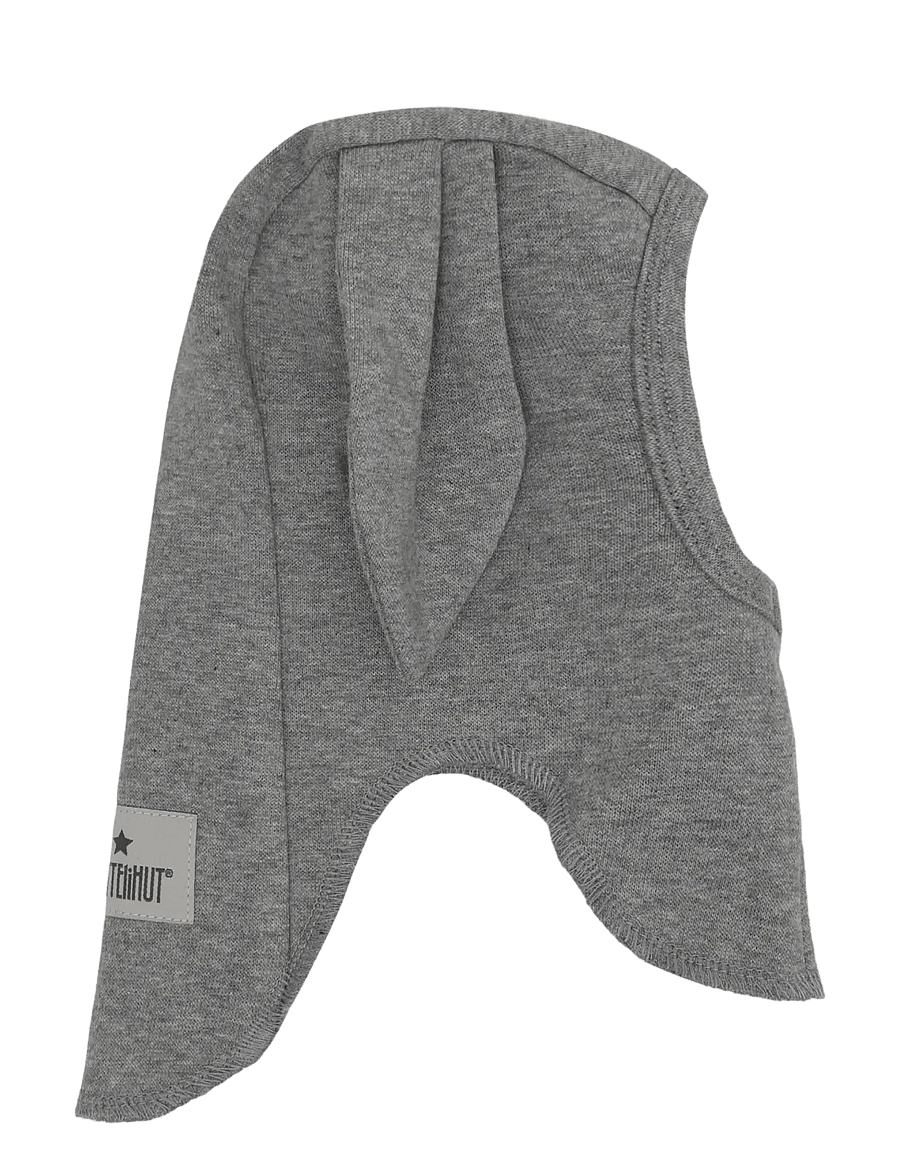 Huttelihut - Balaclava Ears Cotton Rib - talvised aksessuaarid - medium grey melange - 0