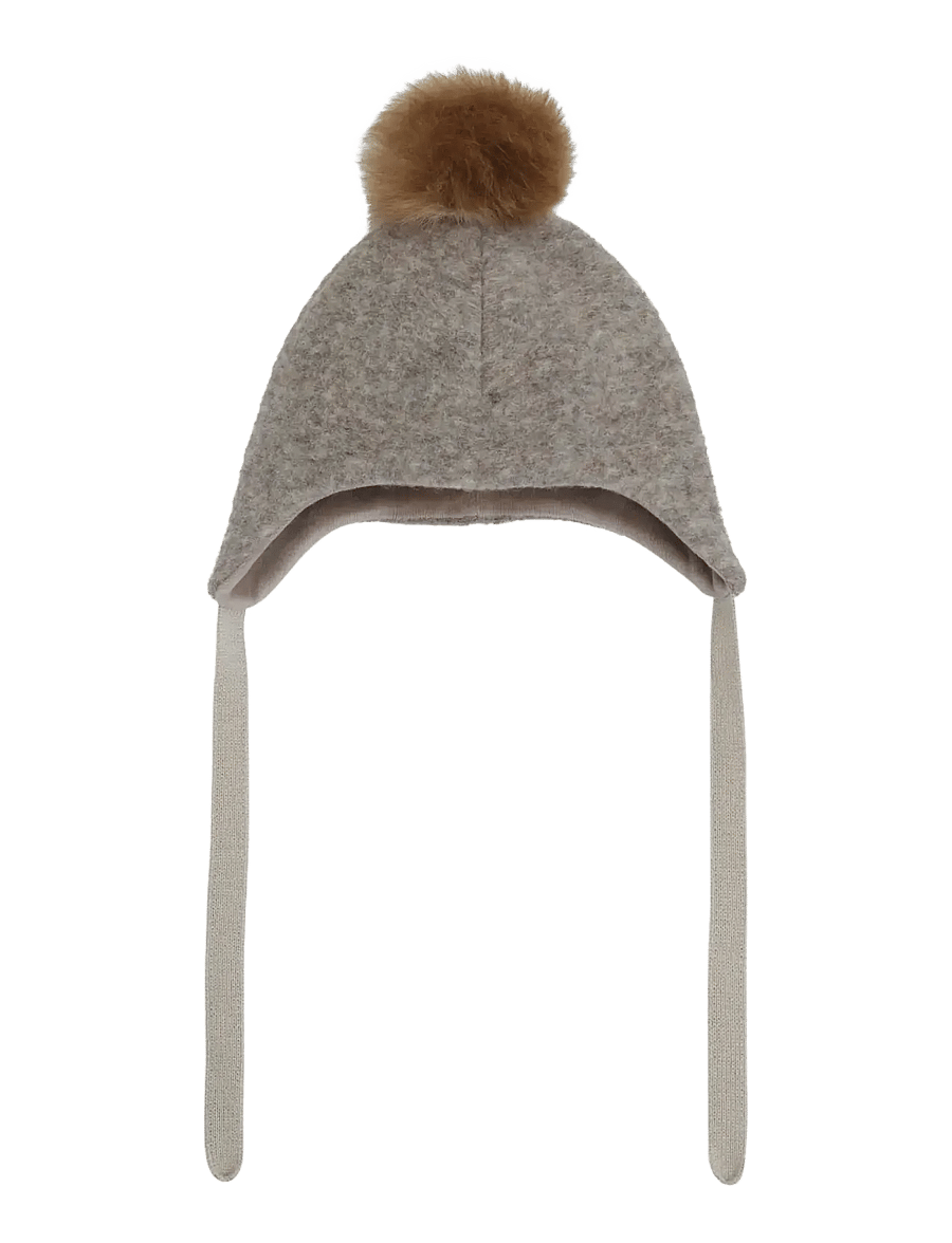 Huttelihut - Bonnet Wool Alpaca Pompom - babymützen - camel melange - 1
