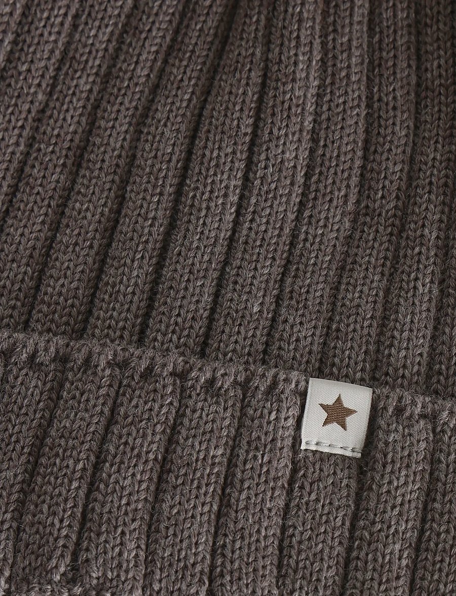 Huttelihut - Hat Knit Alpaca Pompom - vintermössor - brown melange - 2