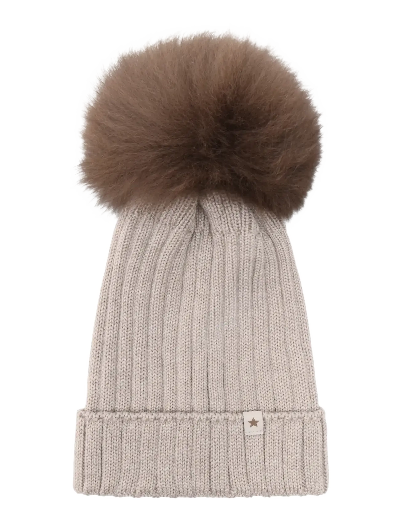 Huttelihut Hat Knit Alpaca Pompom - Winteraccessoires - CAMEL MELANGE / beige