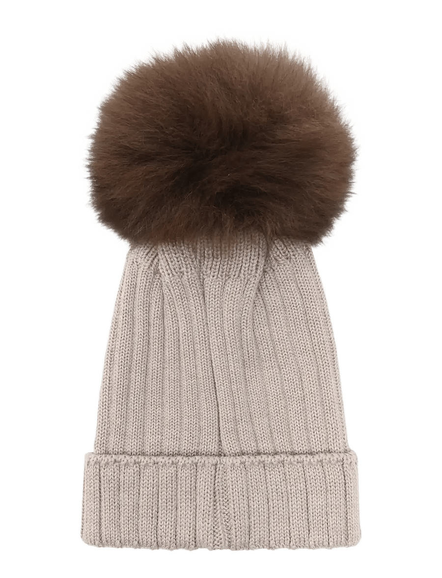 Huttelihut - Hat Knit Alpaca Pompom - wintermützen - camel melange - 2