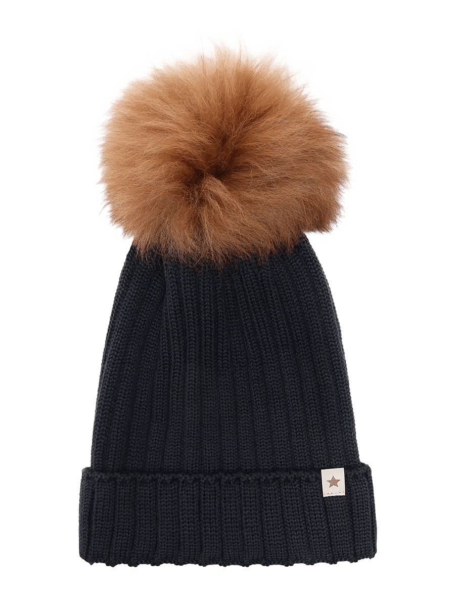 Huttelihut - Hat Knit Alpaca Pompom - wintermützen - dark navy - 1