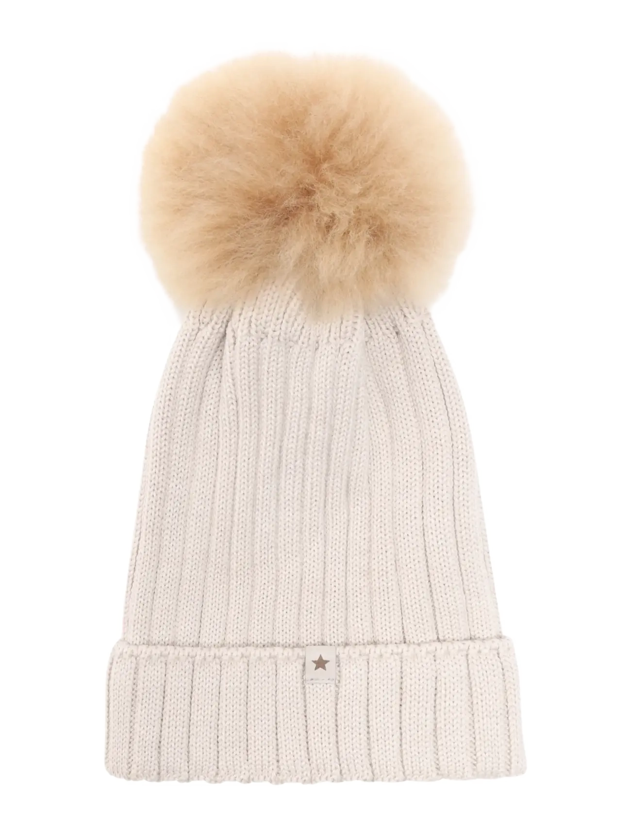 Huttelihut - Hat Knit Alpaca Pompom - talvemütsid - sand melange - 1