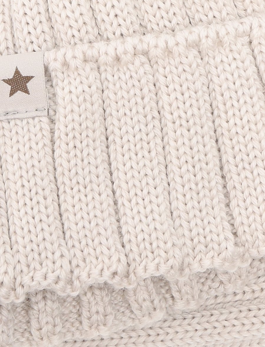 Huttelihut - Hat Knit Alpaca Pompom - talvemütsid - sand melange - 2