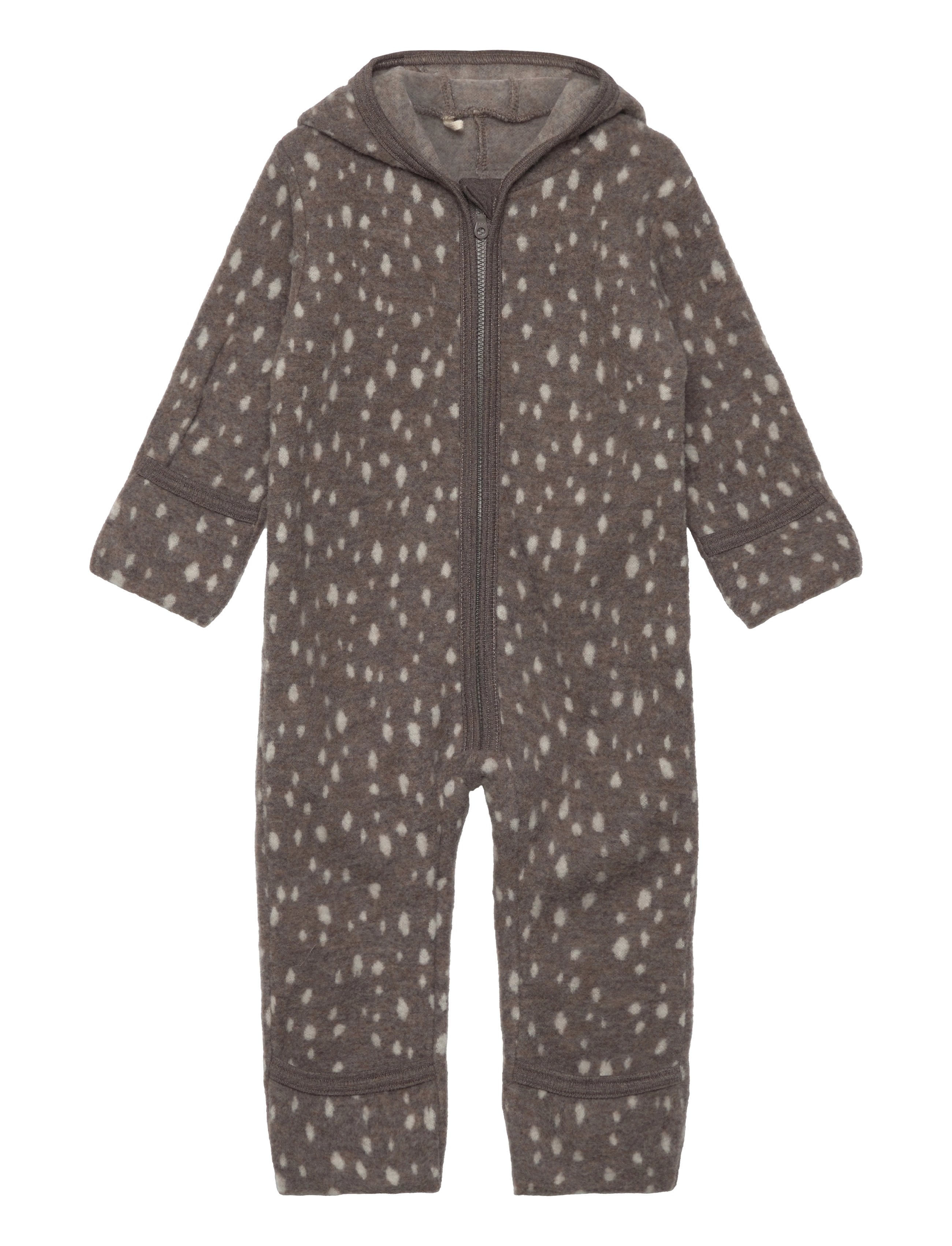 Pram Suit Ears Soft Wool - BROWN