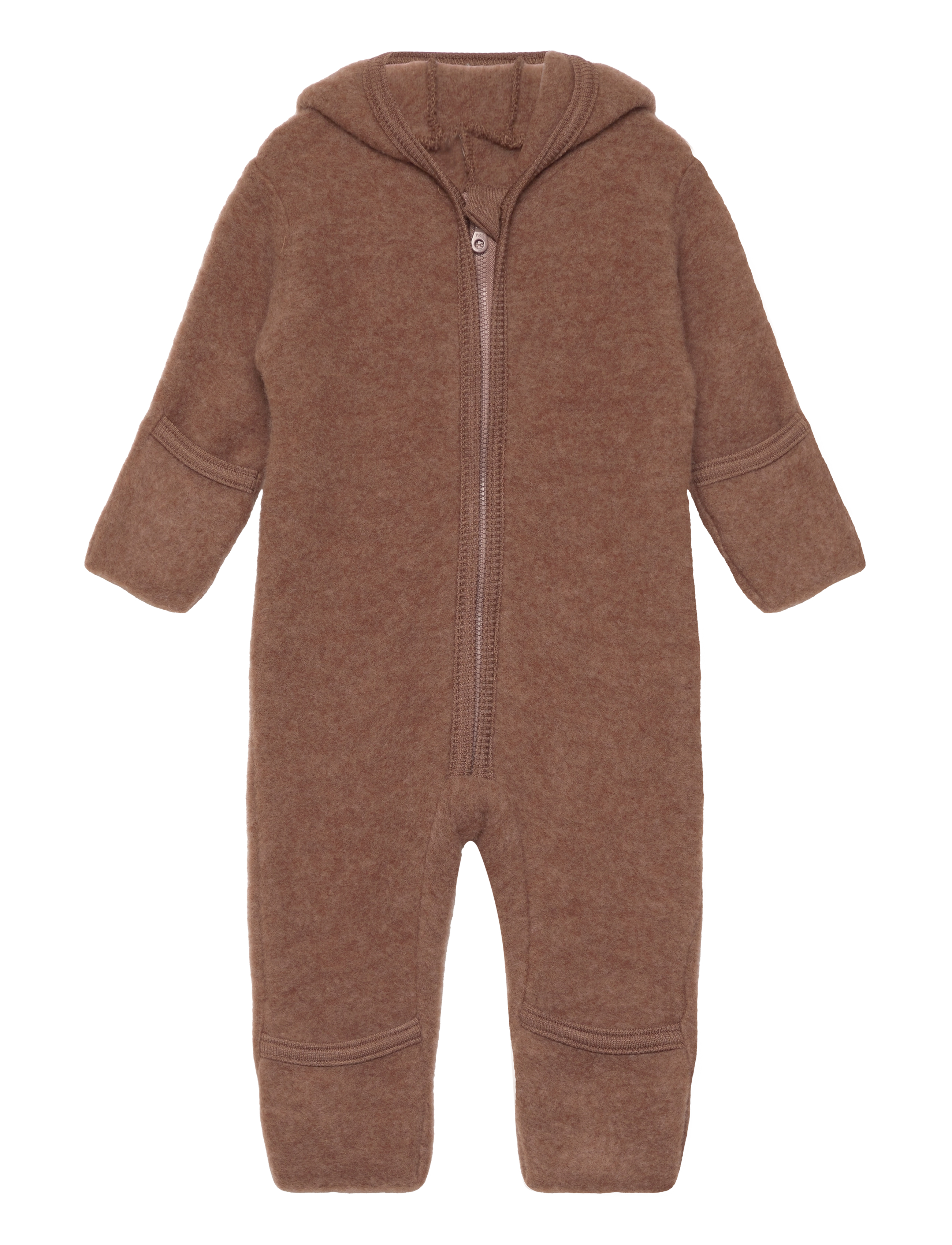 Pram Suit Ears Soft Wool - CARAMEL CAFE