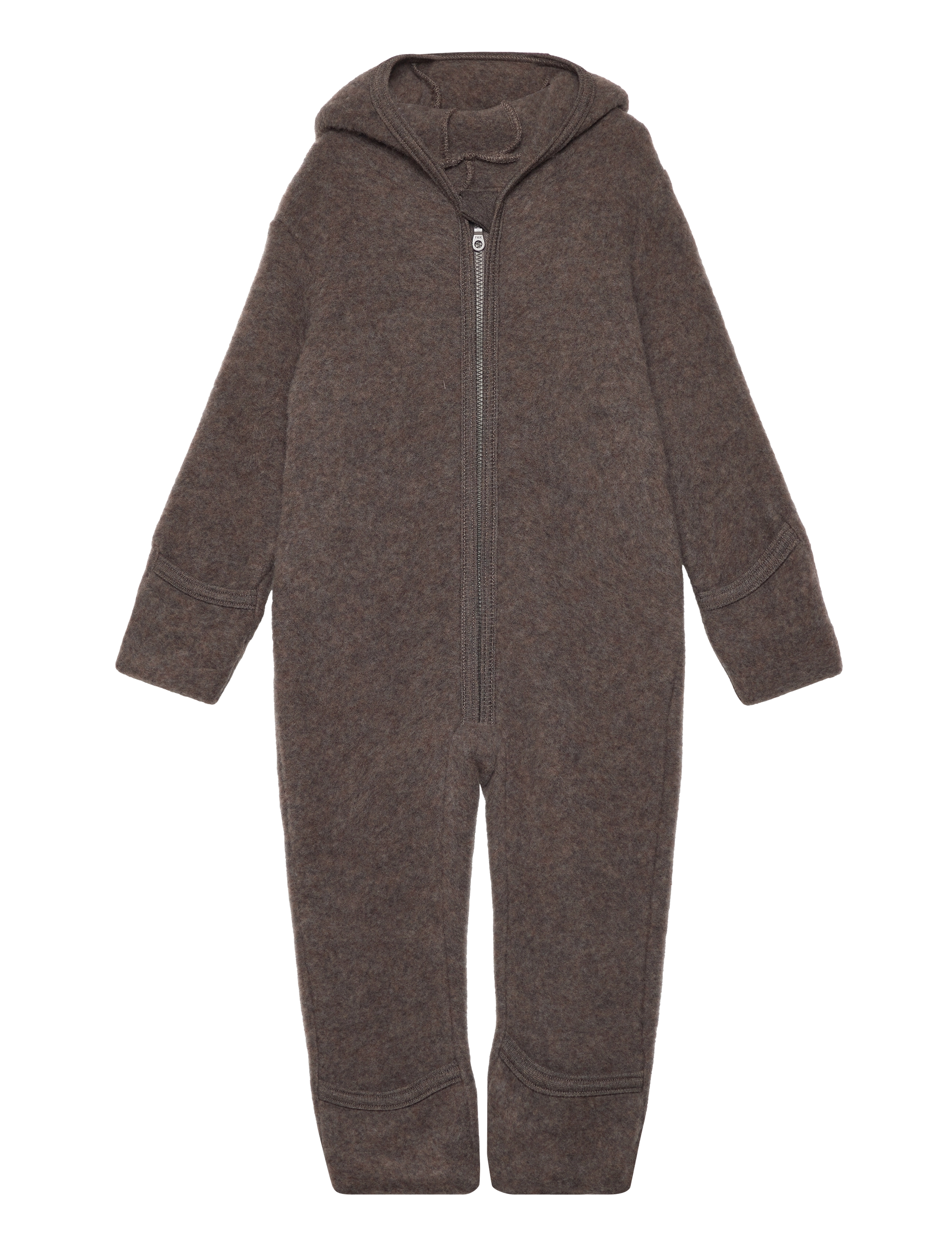 Pram Suit Ears Soft Wool - COCOA BROWN
