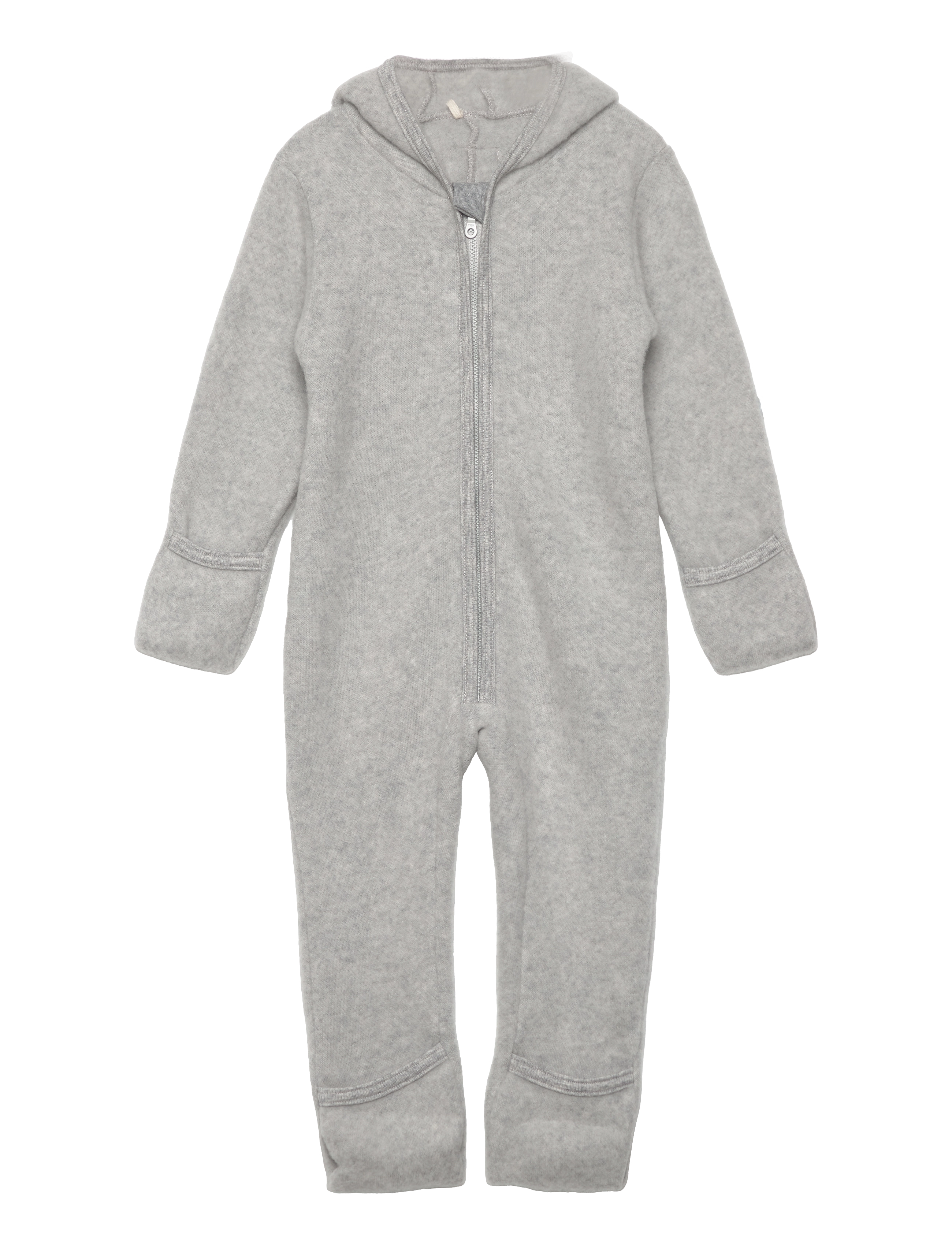 Pram Suit Ears Soft Wool - LIGHT GREY MELANGE