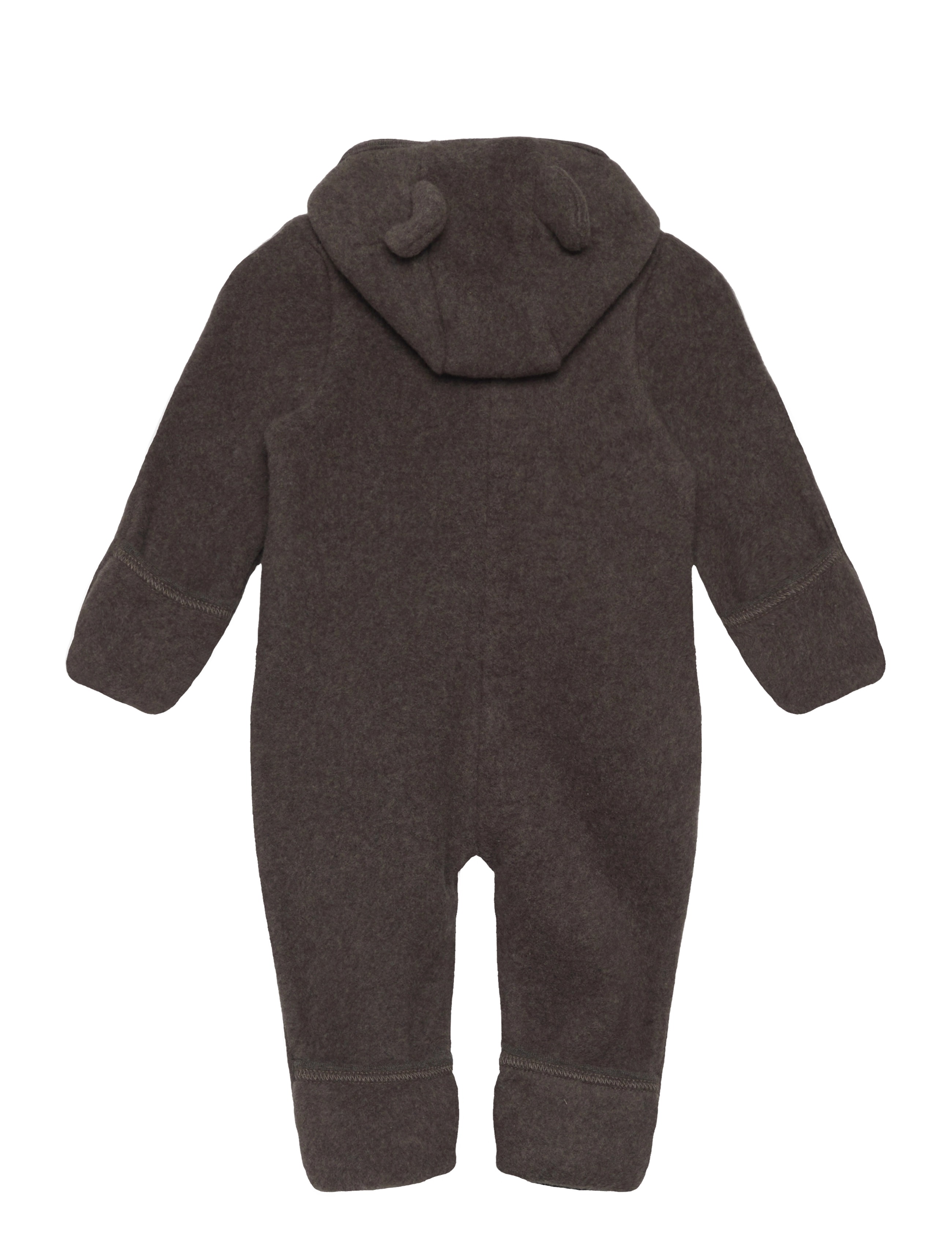 Huttelihut - Pram Suit Ears Cot. Fleece (S) - brown melange - 1
