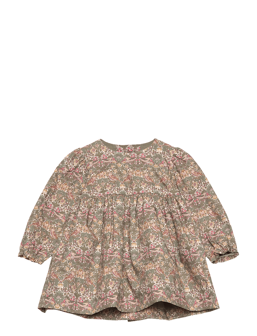 Huttelihut - Dress in Liberty Fabric - langärmelige babykleider - deep lichen green - 0