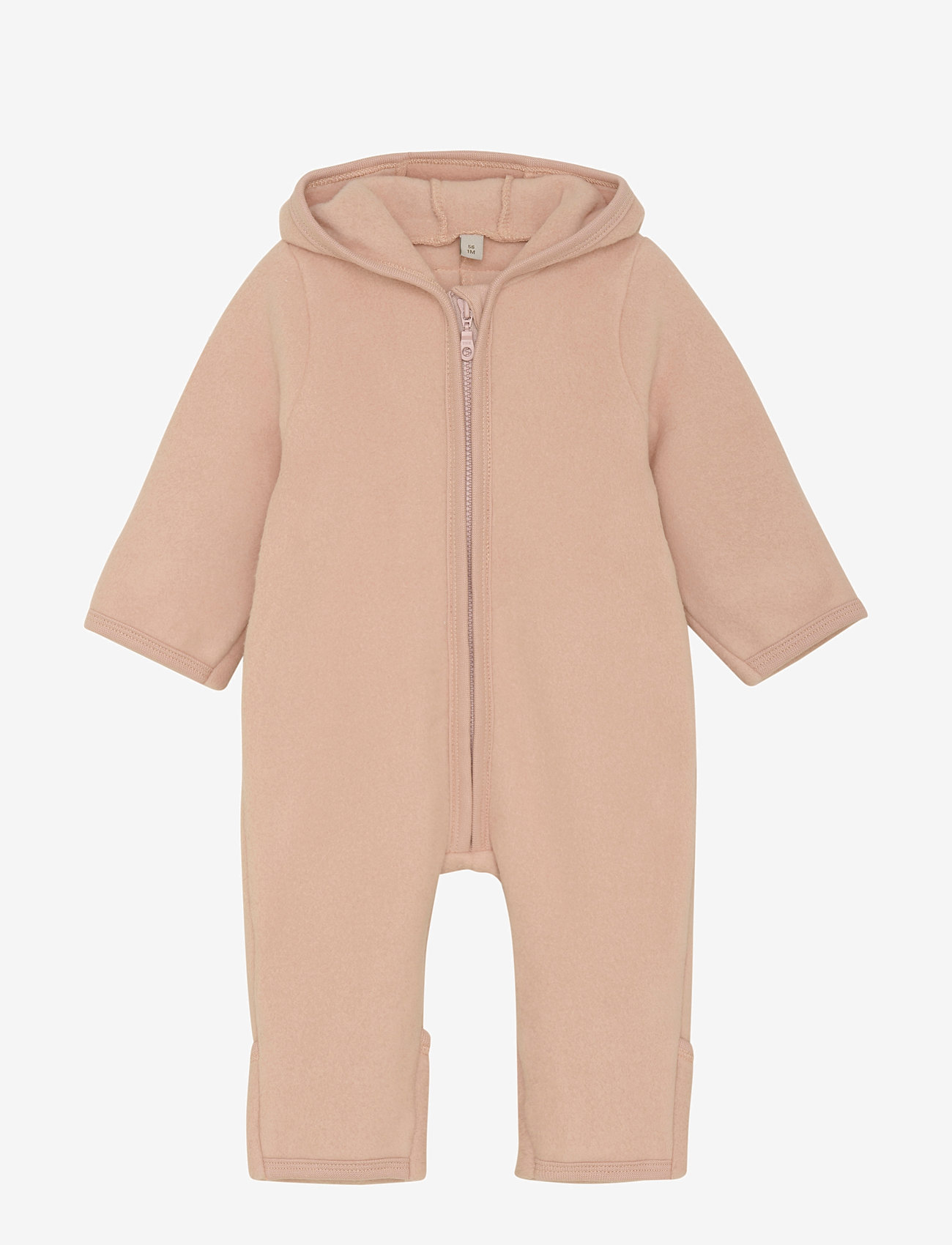 Huttelihut - Pram Suit Ears Cot. Fleece - mahogany rose - 0