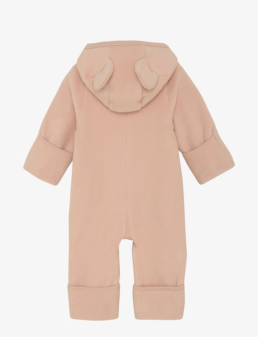 Huttelihut - Pram Suit Ears Cot. Fleece - mahogany rose - 1
