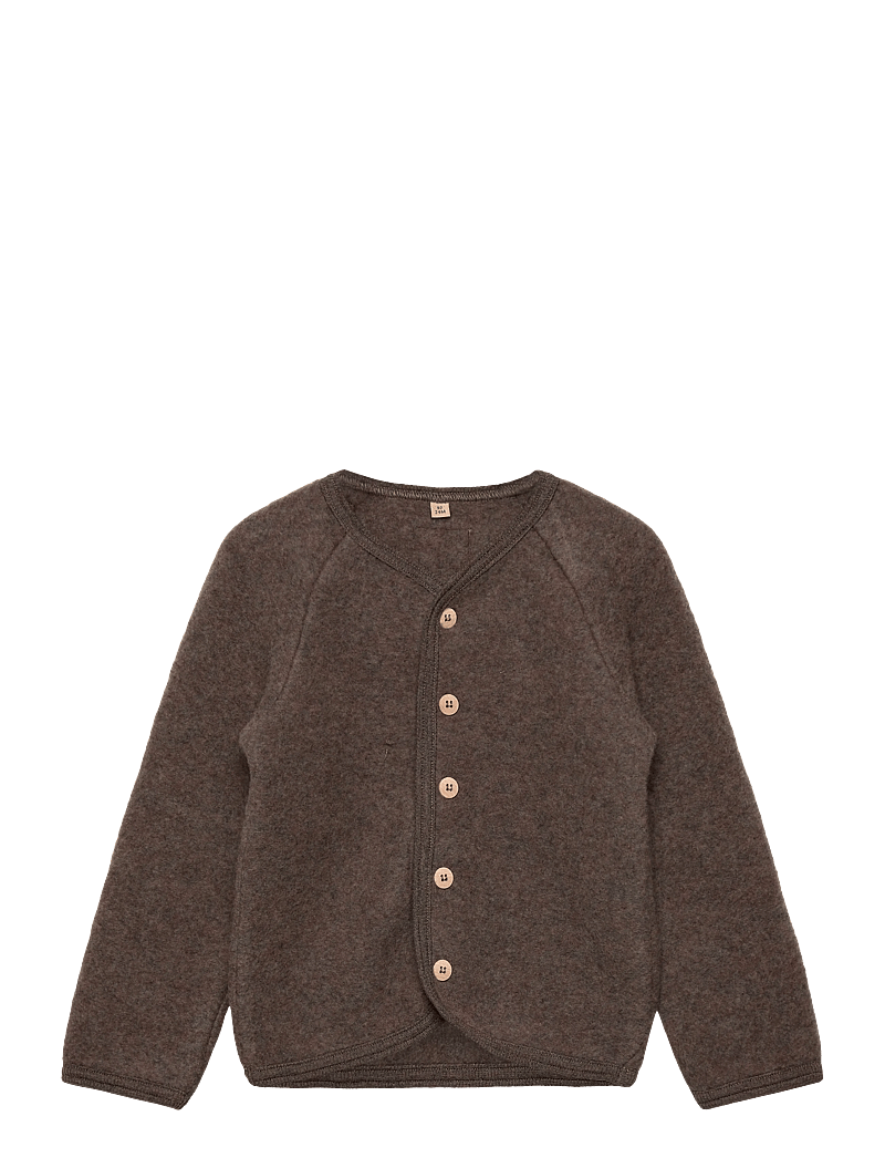 Huttelihut - Jacket Wool Fleece w. Buttons - fleecejakker - brown melange - 0