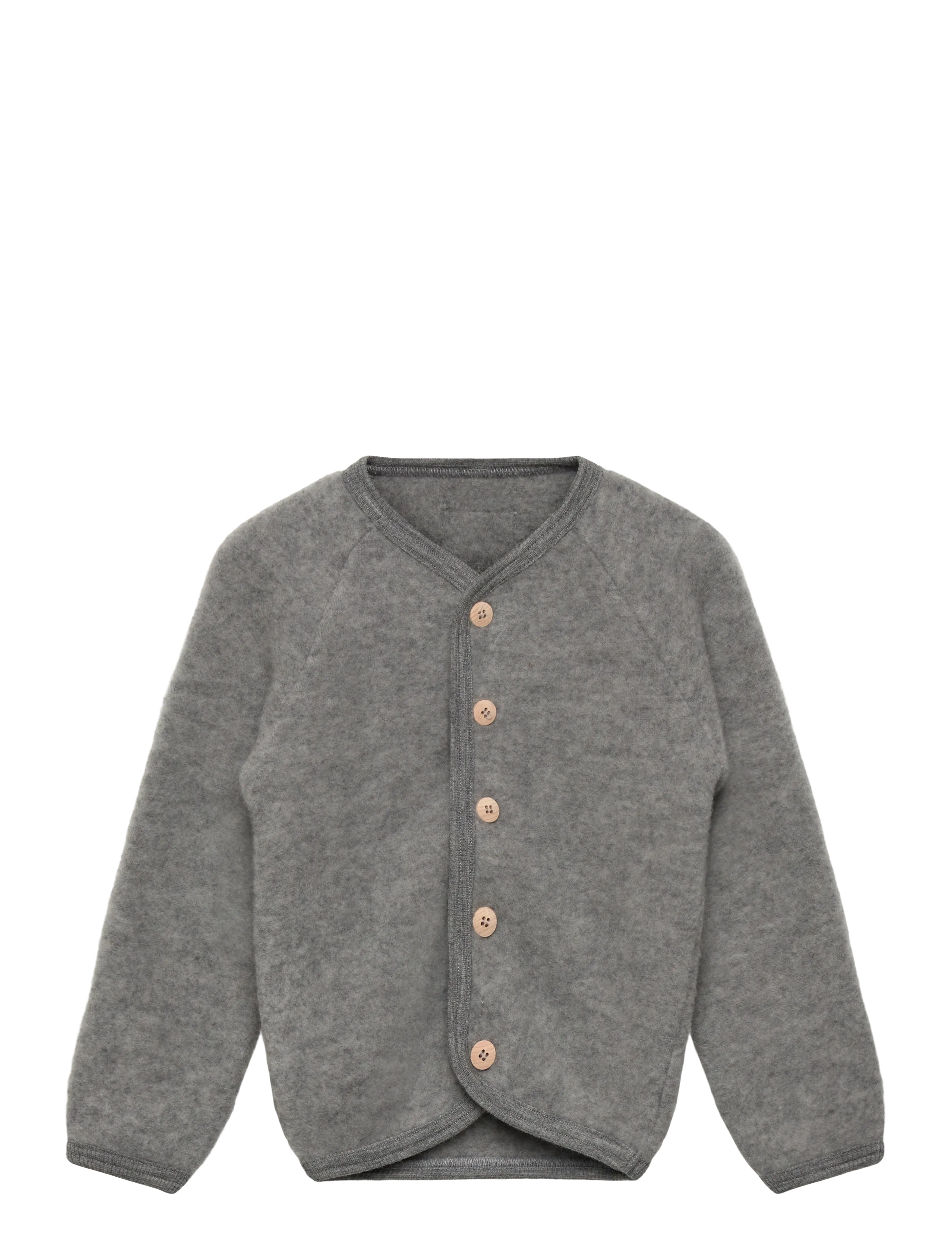 Huttelihut Jacket Wool Fleece w. Buttons - Ytterkläder - MEDIUM GREY MELANGE / grey