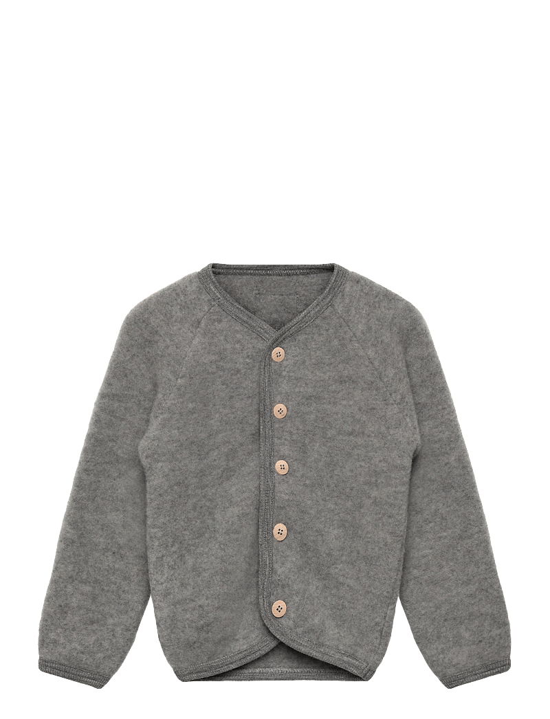 Huttelihut - Jacket Wool Fleece w. Buttons - fleecejacken - medium grey melange - 0