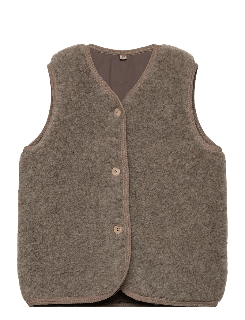 Huttelihut - Vest Wool Teddy w. Lining - camel melange - 0
