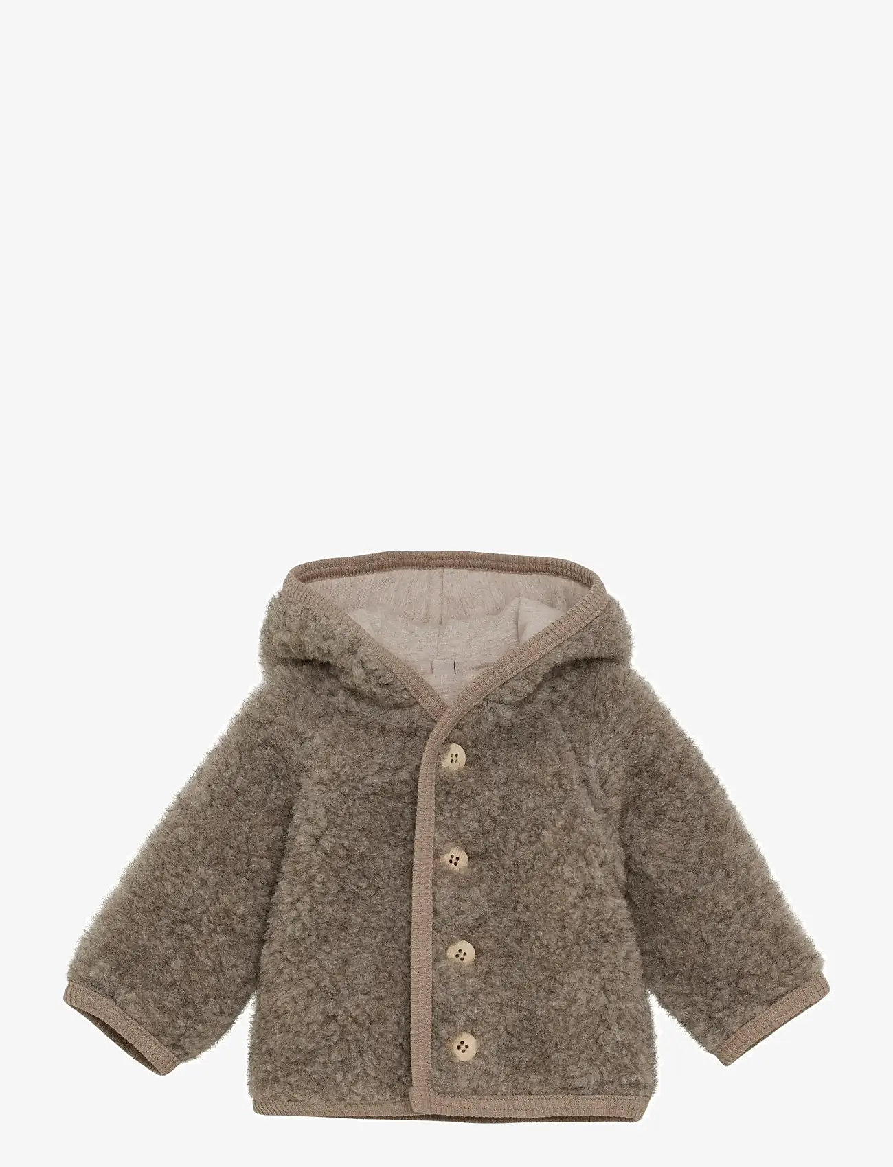Huttelihut - Jacket Pixie Wool Teddy w. Lin - efterårsjakker - camel melange - 0