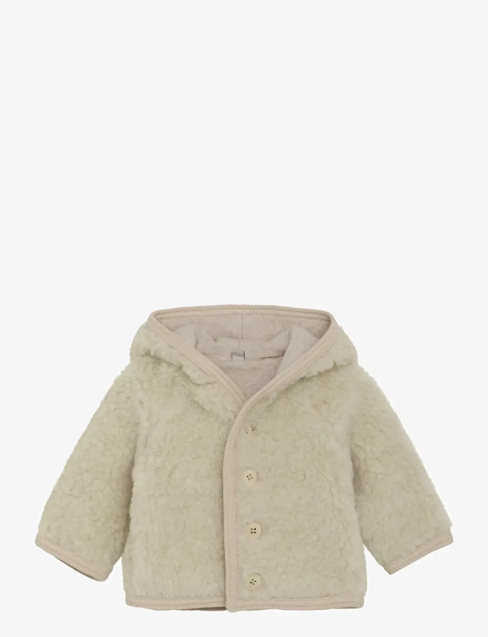 Huttelihut - Jacket Pixie Wool Teddy w. Lin - fleecejackor - cement - 1