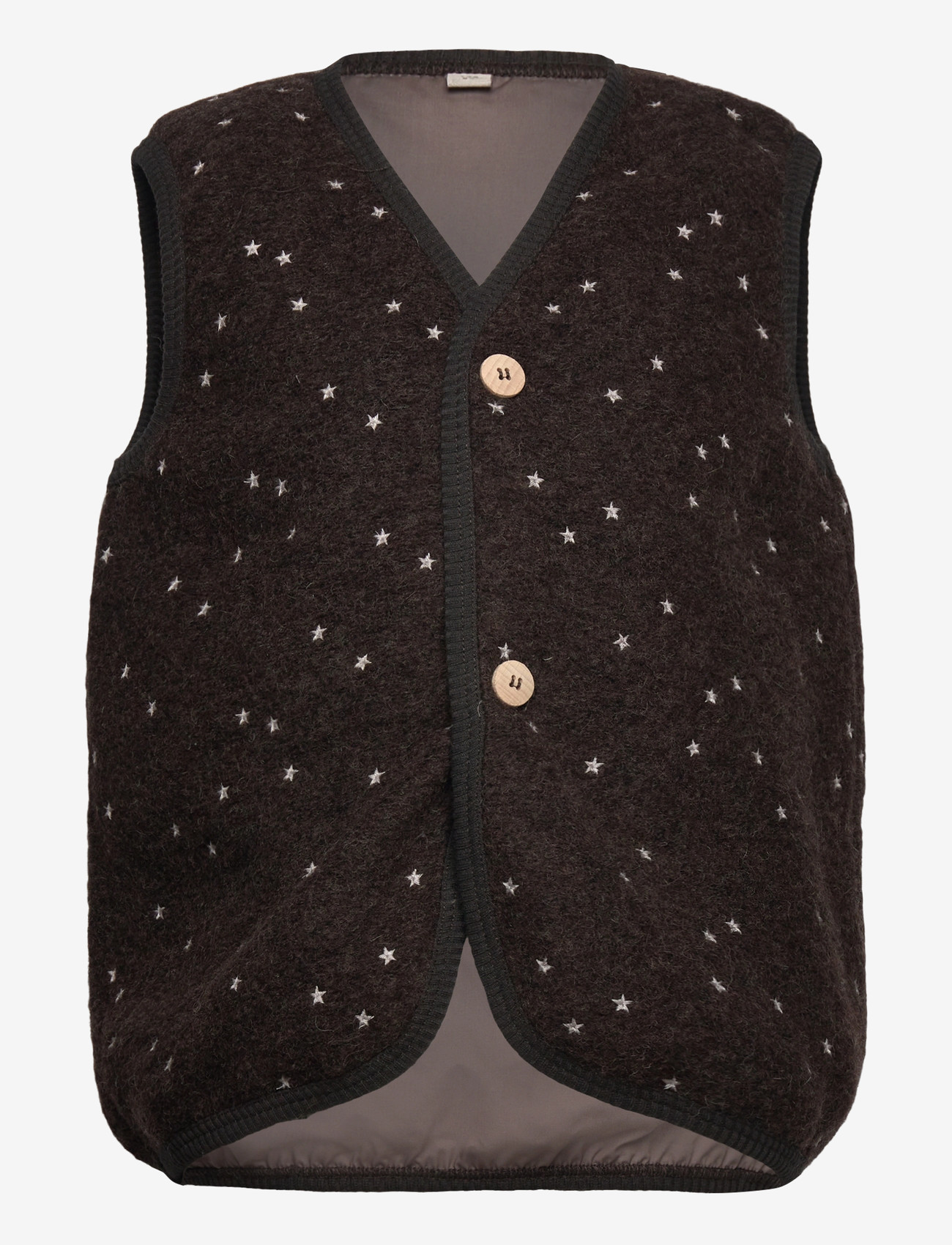 Huttelihut - Vest Wool Emb. w. Lining - dark brown melange - 0