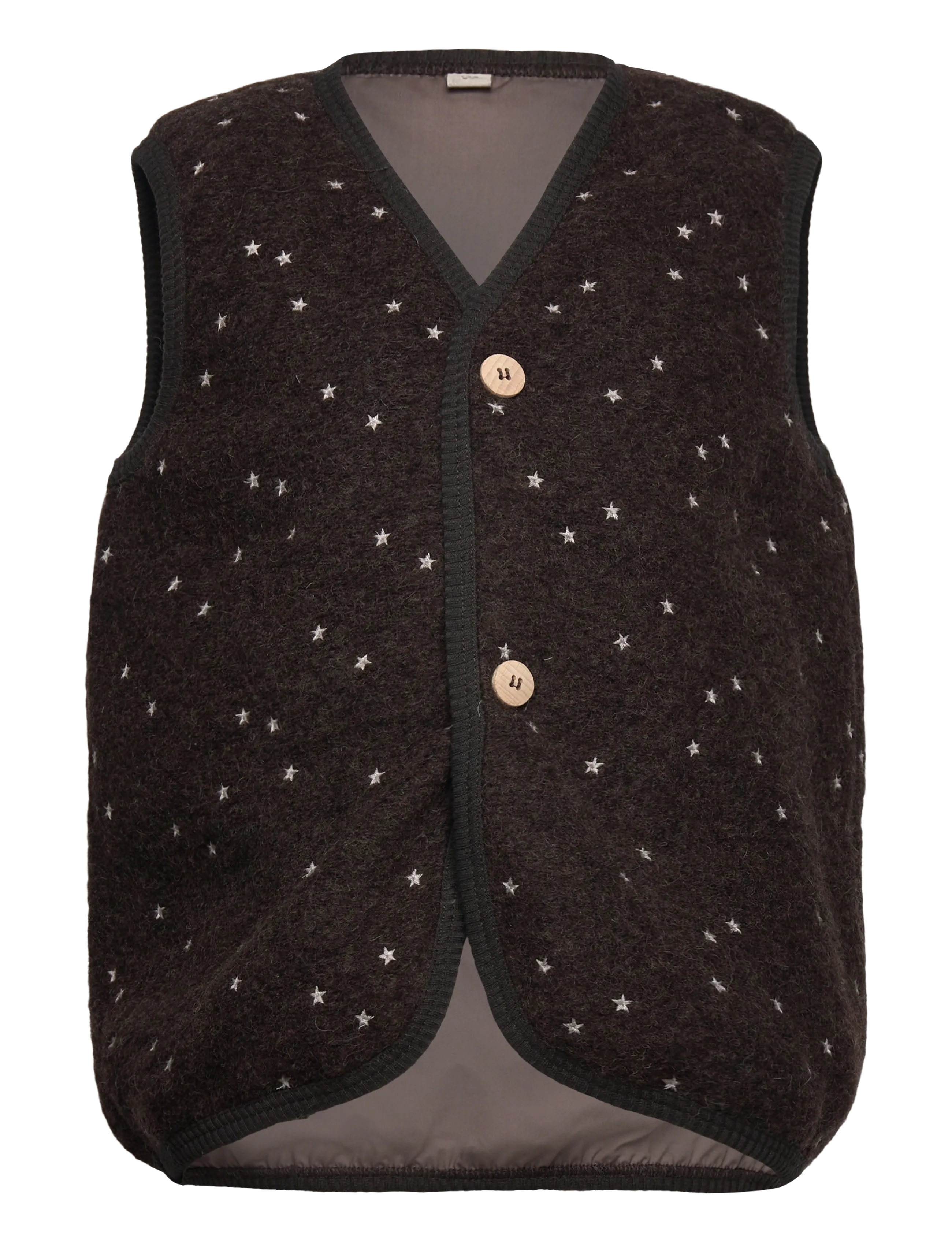 Huttelihut Vest Wool Emb. w. Lining - Vests - DARK BROWN MELANGE / brown