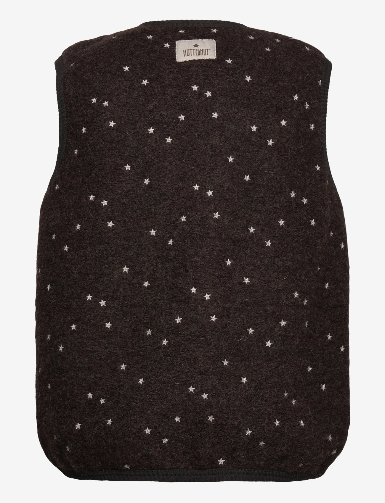 Huttelihut - Vest Wool Emb. w. Lining - dark brown melange - 1
