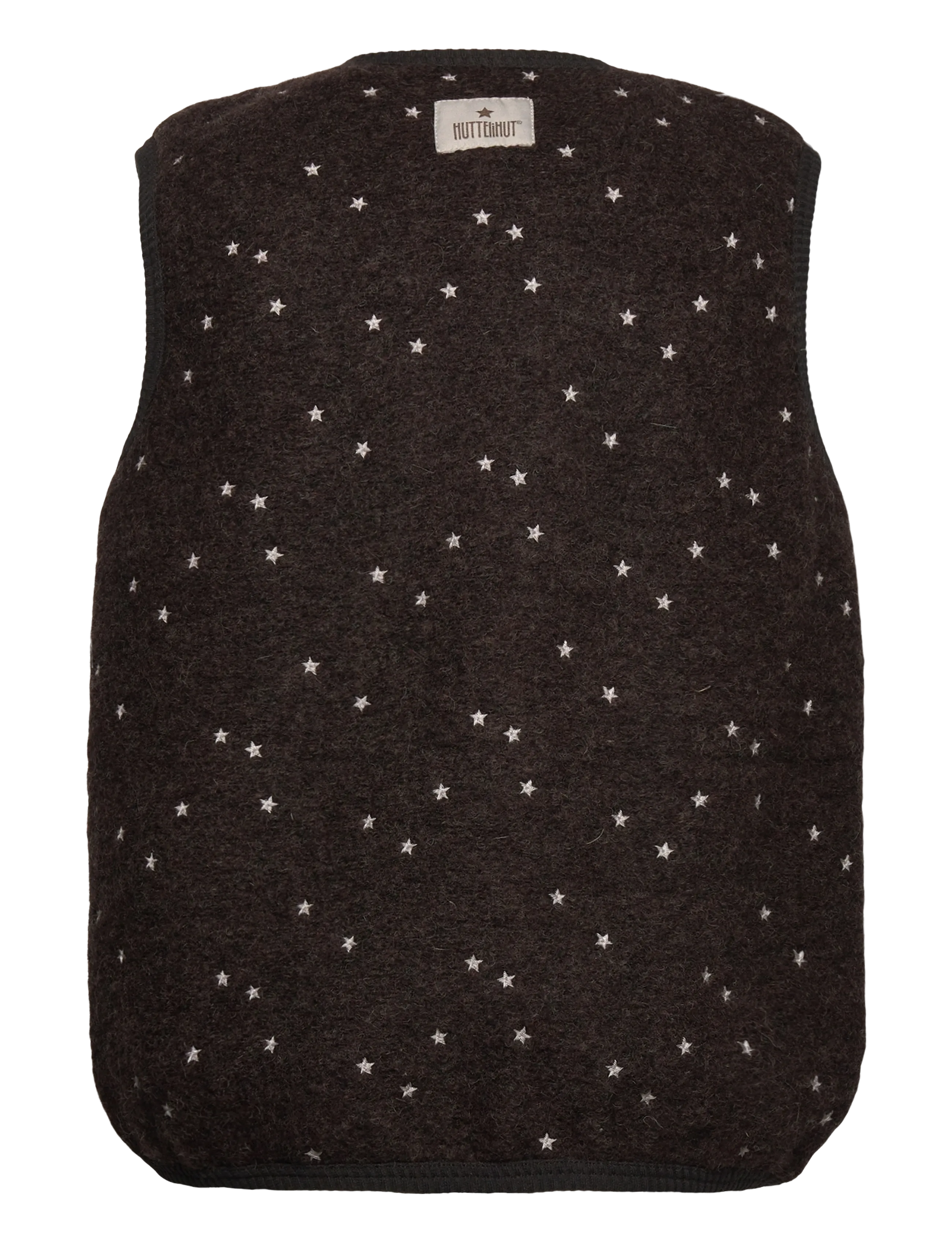 Huttelihut - Vest Wool Emb. w. Lining - dark brown melange - 1