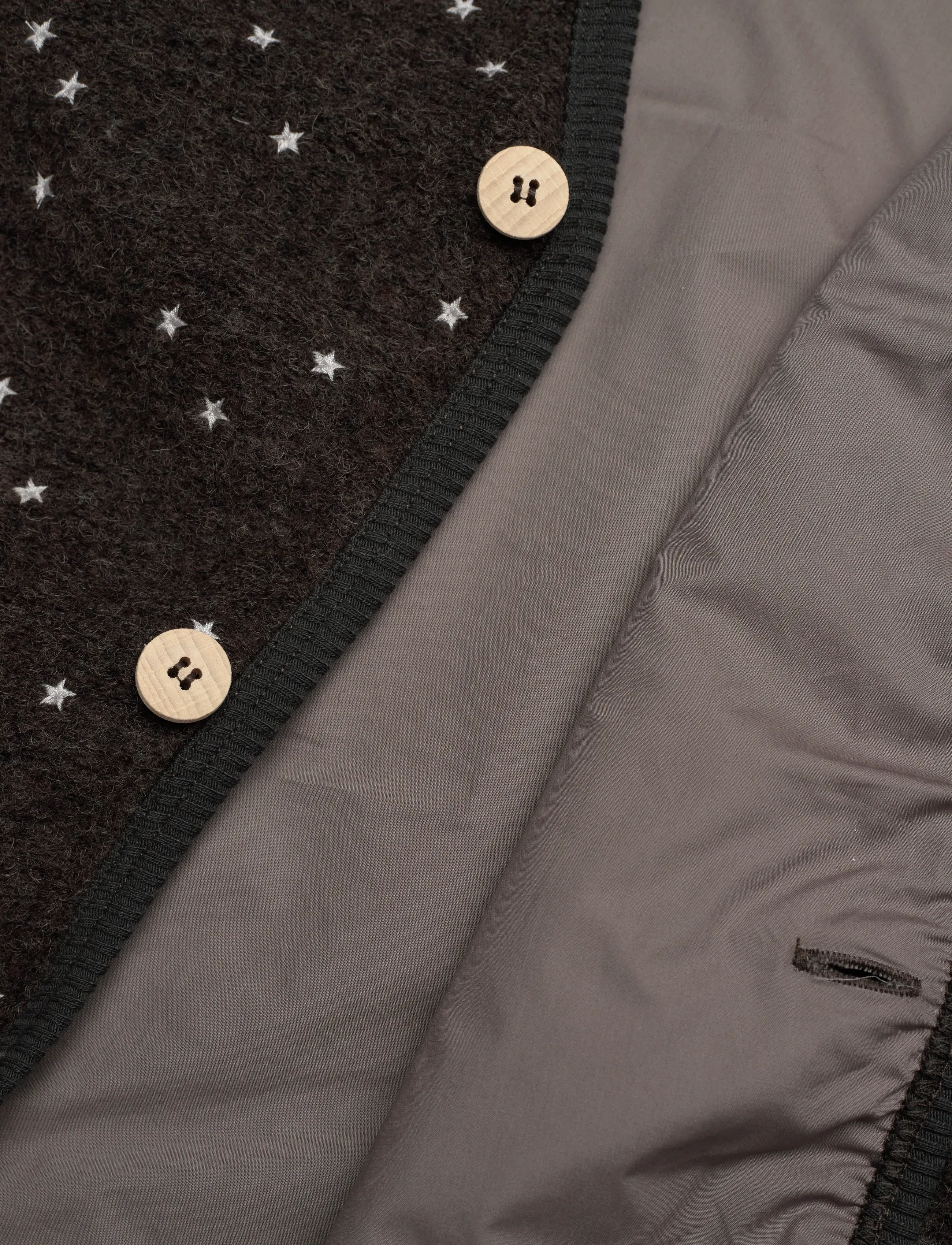 Huttelihut - Vest Wool Emb. w. Lining - dark brown melange - 3