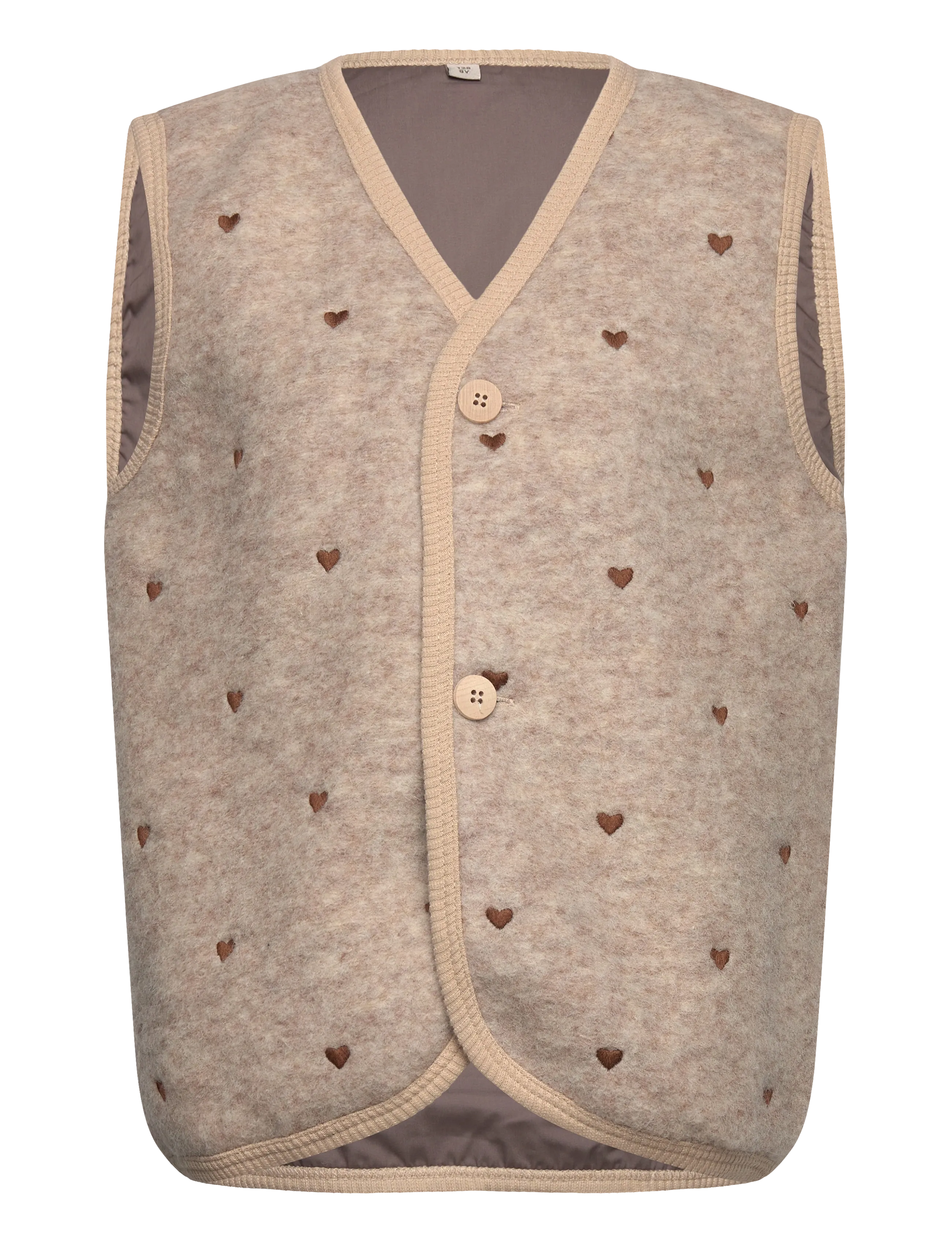 Huttelihut Vest Wool Emb. w. Lining - Ytterkläder - SAND MELANGE / brown