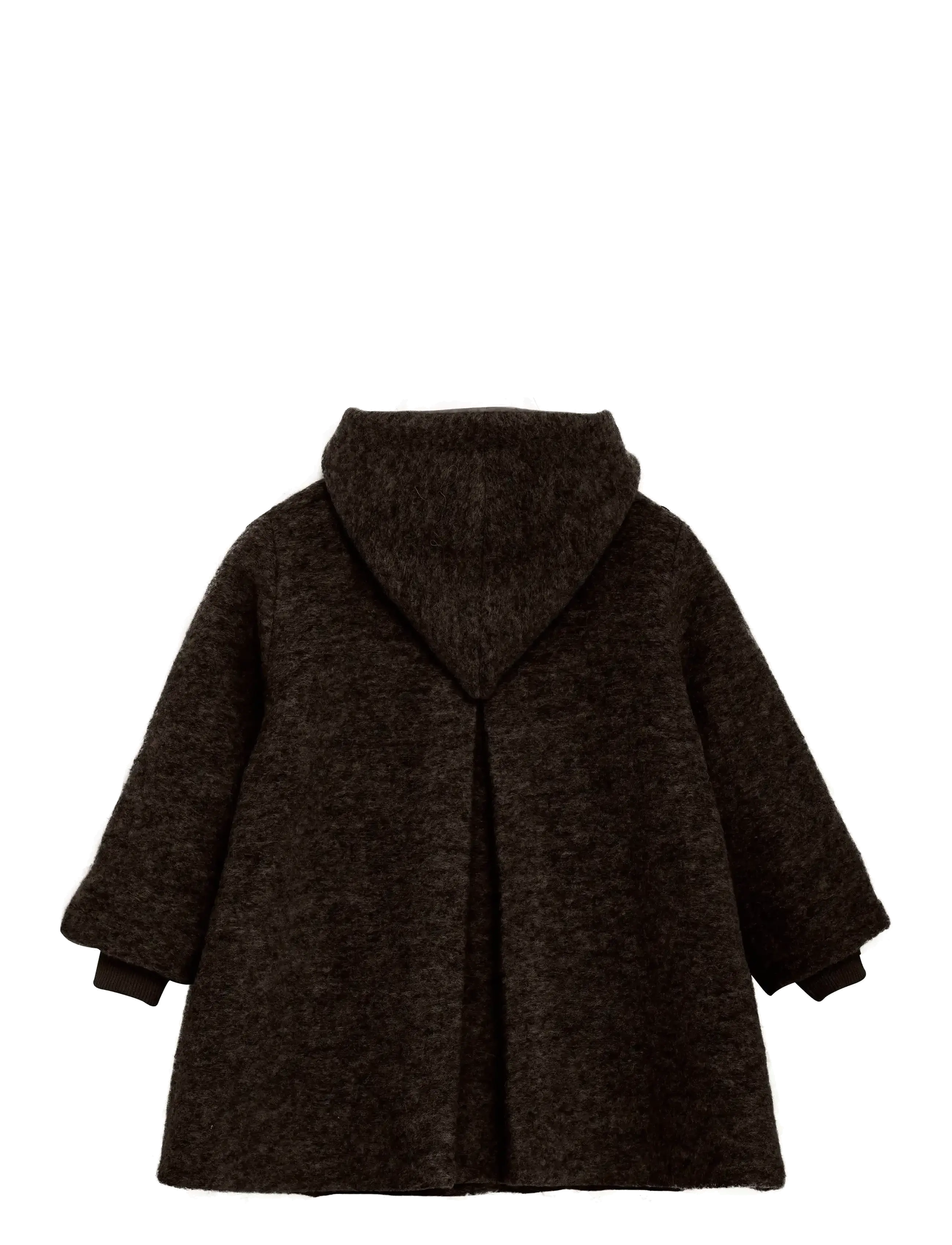 Huttelihut - Coat Hood Wool w. Lining - dark brown melange - 2